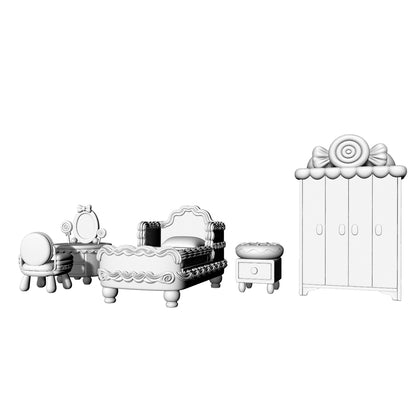 MRY-SFW LYTS654 Unpainted 3D Printed Candy Style Furniture Set, Dollhouse Decor