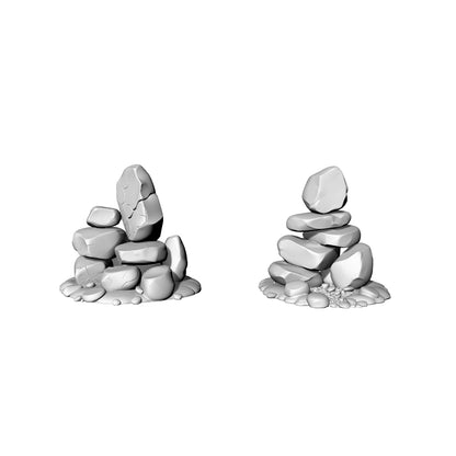 MRY-SFW LYTS613 3D Printed Unpainted White Resin, Stacked Rock Cairn Miniature Ornaments, American Rustic Courtyard Landscape Accessories