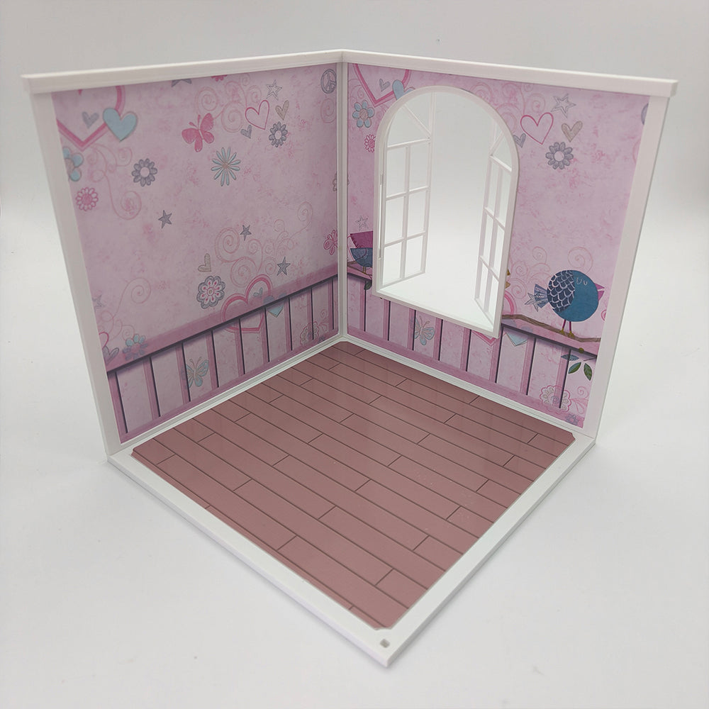 LYTP122001 1/12 Universal Wall & Floor Combination 3D Printing DIY Miniature Scene Dollhouse Creative Pendant Desktop Scene OB Baby 12-Inch Baby House Assembly Versatile Wall BJD Spring Bedroom Or Sweet Bedroom