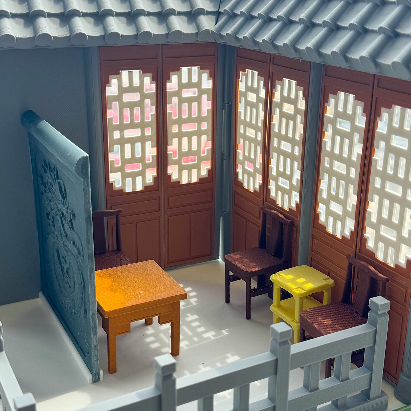 RHF121005 1/12 Chinese Courtyard Framework 3D Printing DIY Miniature Scenes 1:12 scale dollhouse miniature classical architecture