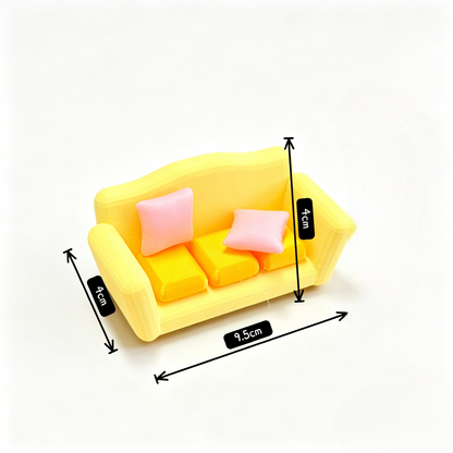 RHF373 Macaron Yellow & Pink Living Room Furniture Set Miniature Model Macaron Yellow & Pink Living Room Furniture Set Miniature Model for Dollhouse