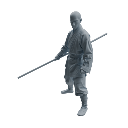 MRY-SFW LYTR1075 Staff-wielding Martial Monk Character Modern Model 4 pcs