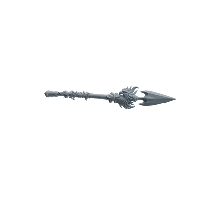 MRY-SFW LYGS437 Feather Pattern Spear and Shark Tooth Battle Axe Weapon Modern Model 4 pcs