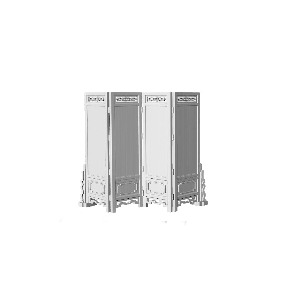 MRY-SFW LYTS523 3D Printed Chinese Antique Furniture Set, Unpainted White Resin, Miniature Diorama Screen Table & Chair Accessories