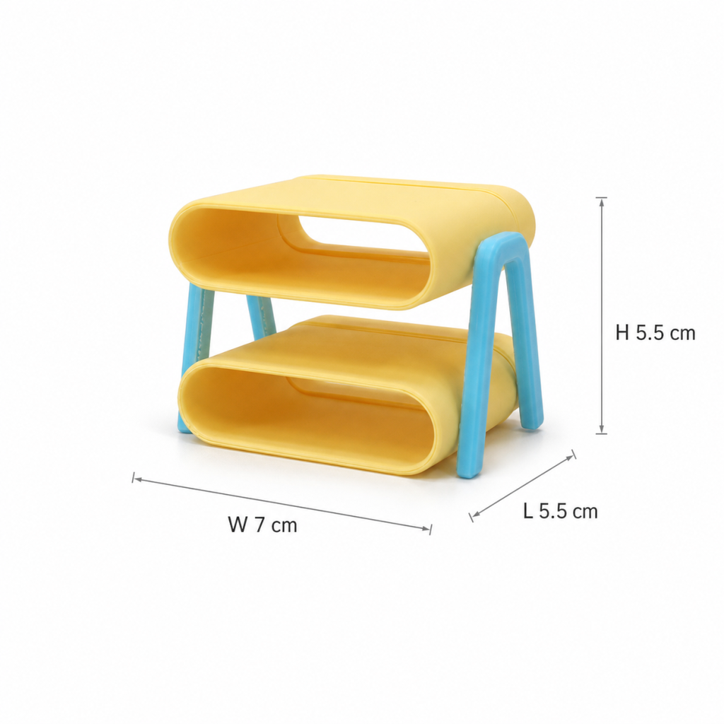 RHF541A Macaron blue and yellow color-blocked curved furniture set Macaron-colored dollhouse furniture, playful blue and yellow contrast dollhouse set, creamy-style mini furniture, dollhouse miniature scene furniture