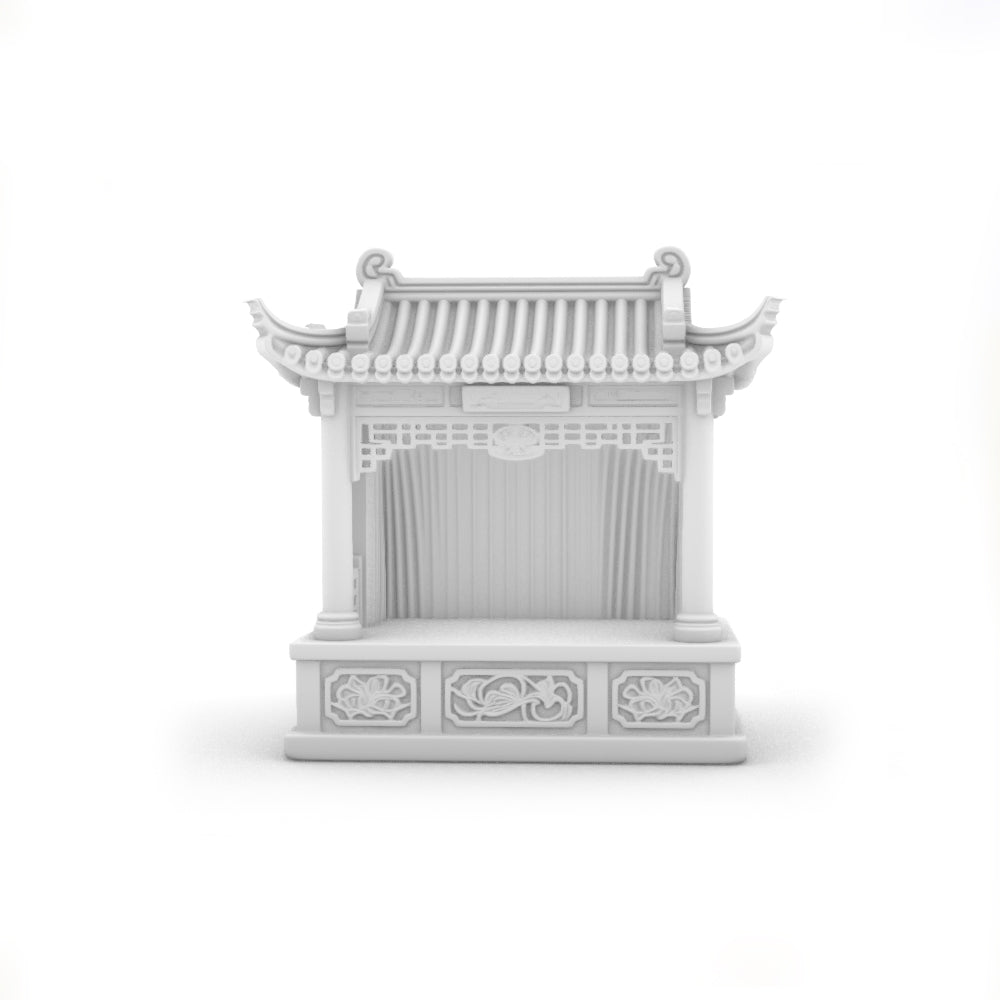 MRY-SFW LYTS532 3D Printed Chinese Ancient Stage & Chair Set, Unpainted White Resin, Miniature Diorama Dollhouse Accessories