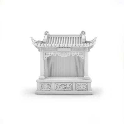 MRY-SFW LYTS532 3D Printed Chinese Ancient Stage & Chair Set, Unpainted White Resin, Miniature Diorama Dollhouse Accessories