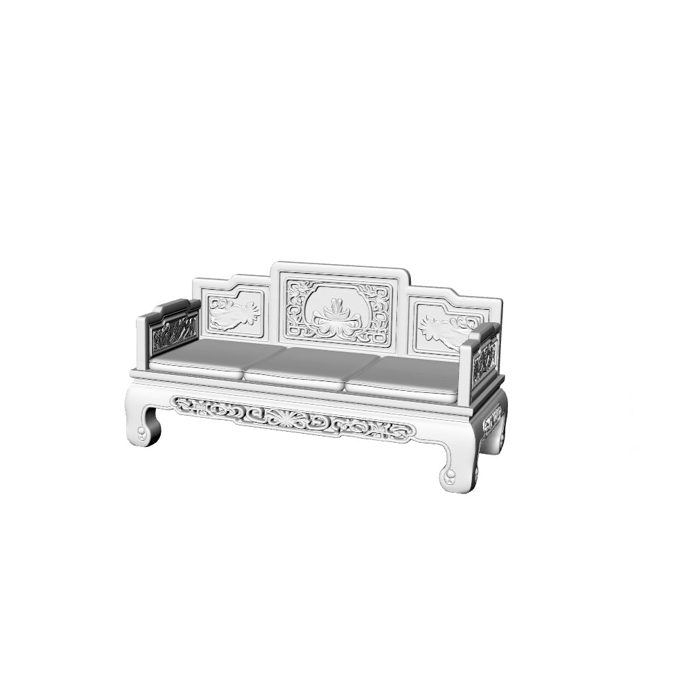 MRY-SFW LYTS525 3D Printed Chinese Classical Furniture Set, Unpainted White Resin, Miniature Diorama Dollhouse Accessories