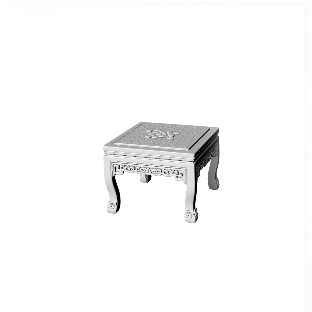 MRY-SFW LYTS527  3D Printed Chinese Armchair & Go Table Furniture Set, Unpainted White Resin, Miniature Dollhouse Diorama Accessories