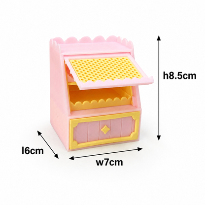 RHF542A  INS Creamy Yellow Wavy Storage Cabinet Set Macaron-colored dollhouse furniture, playful pink and yellow contrasting dollhouse set, creamy mini furniture, dollhouse miniature scene furniture, trendy wavy furniture