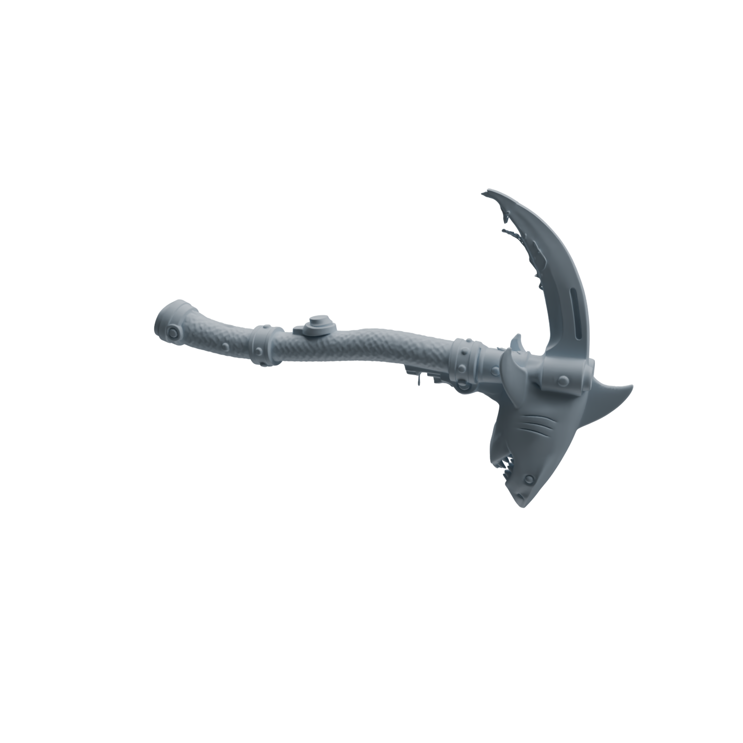 MRY-SFW LYGS434 Shark Tooth Battle Axe and Fish Shaped Scythe Blade Weapon Modern Model 4 pcs