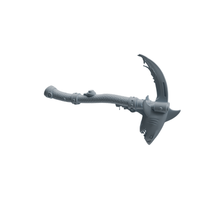 MRY-SFW LYGS434 Shark Tooth Battle Axe and Fish Shaped Scythe Blade Weapon Modern Model 4 pcs