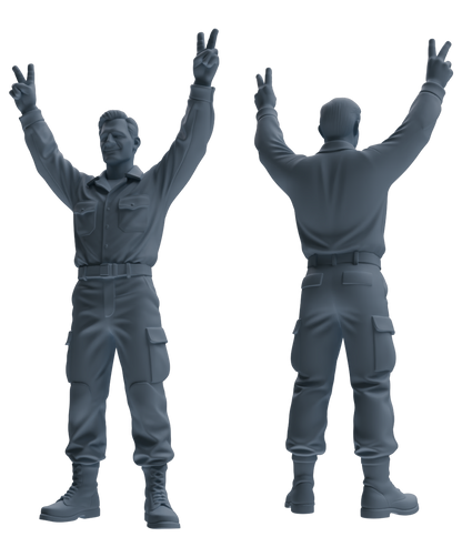 MRY-SFW SSTR187 Miniatures Soldier Model Kit Signal Command Soldier Pose Modern Model 4 pcs