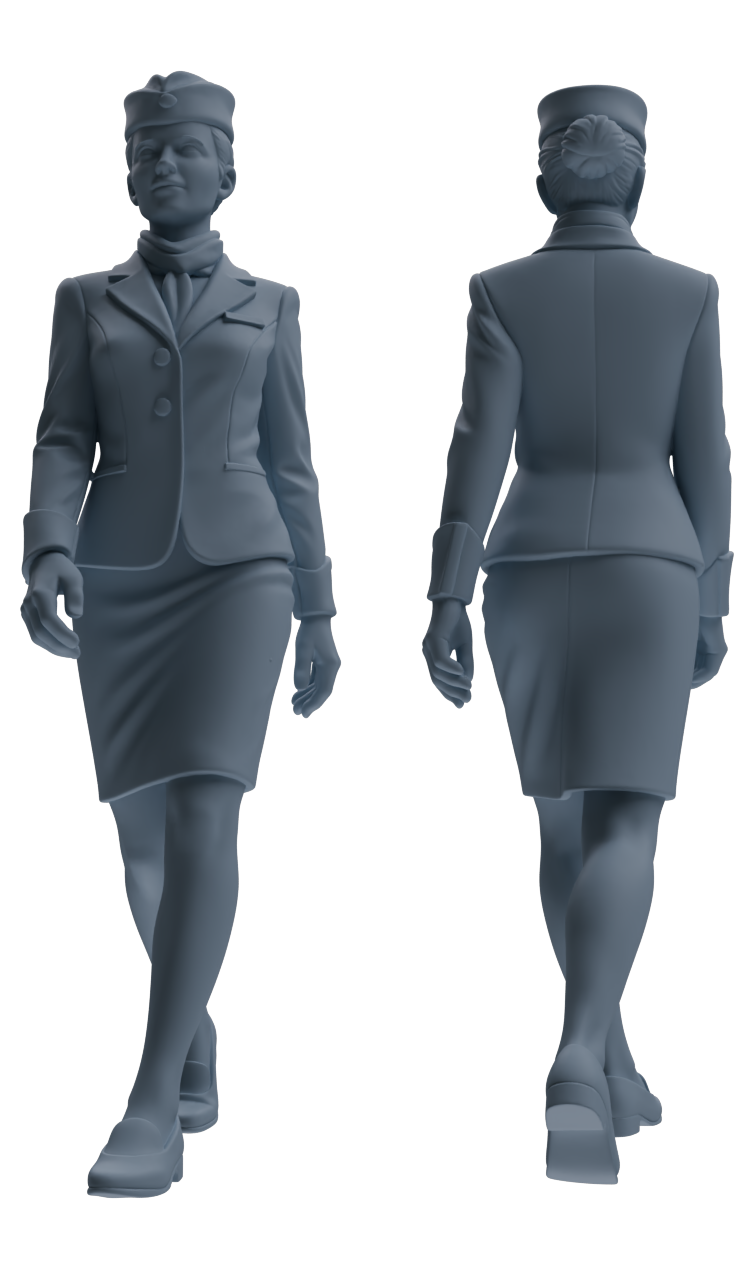 MRY-SFW LYTR862 Flight Attendant Service Pose Woman Figure Modern Model 4 pcs Miniature Car Diorama Figures Scene Props Accessories Resin