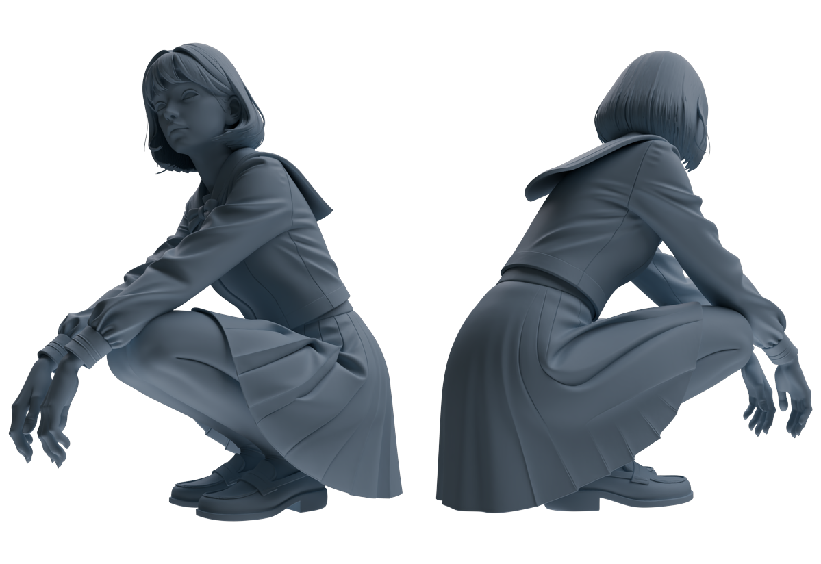 MRY-SFW LYTR848 JK Uniform School Girl Figure Modern Model 4 pcs Miniature Car Diorama Figures Scene Props Accessories Resin