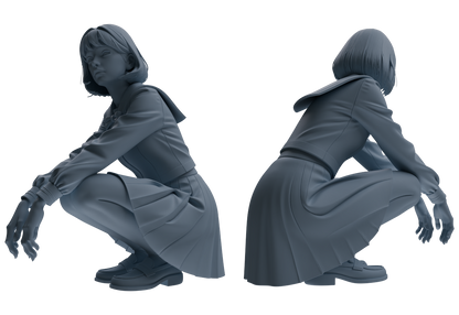 MRY-SFW LYTR848 JK Uniform School Girl Figure Modern Model 4 pcs Miniature Car Diorama Figures Scene Props Accessories Resin