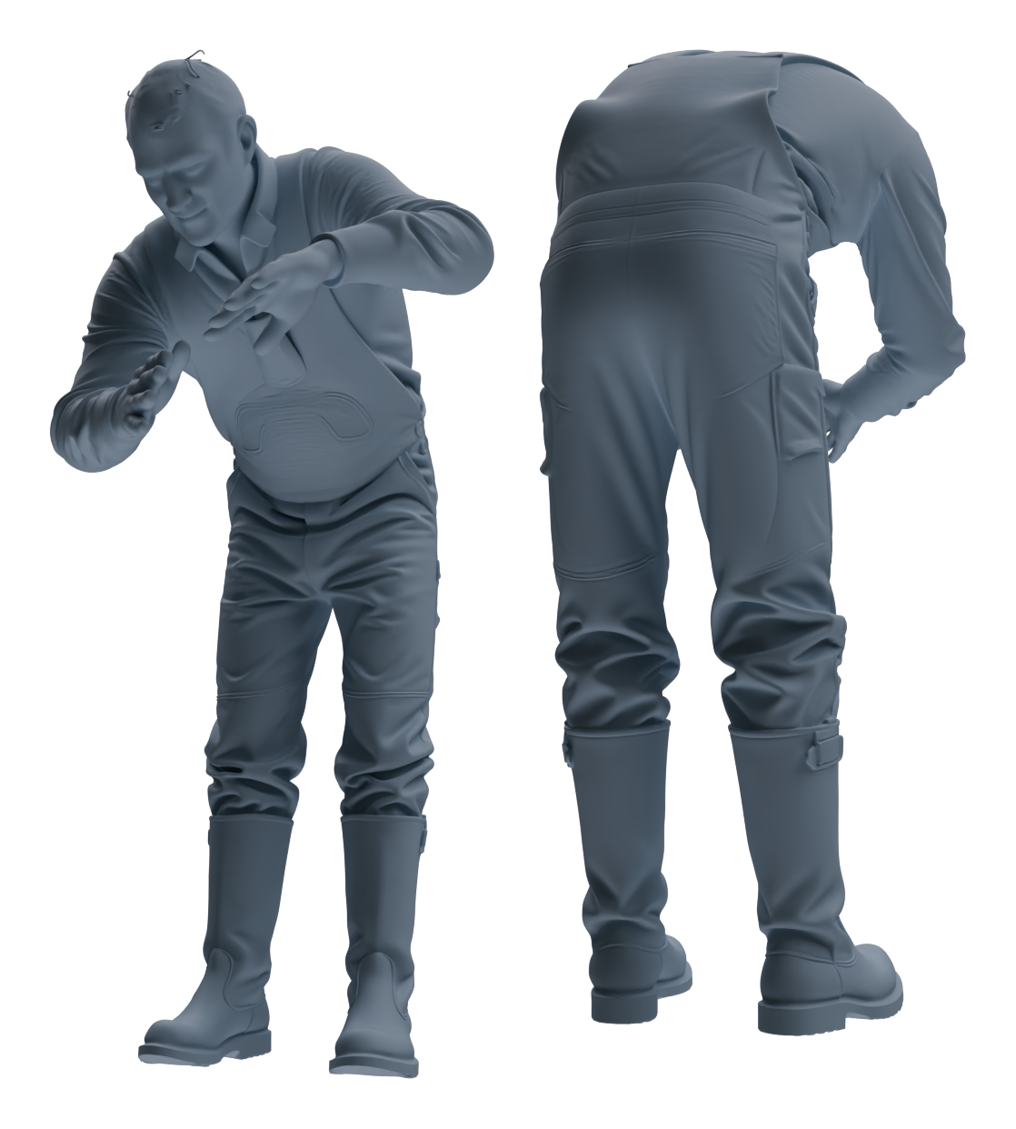 MRY-SFW LYTR913 Farm Worker Man Multi-pose Modern Model 4 pcs