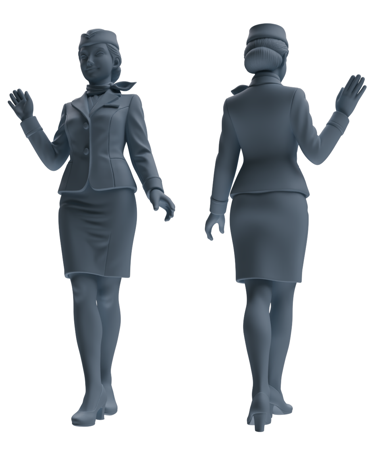 MRY-SFW LYTR860 Flight Attendant Uniform Woman Figure Modern Model 3 pcs Miniature Car Diorama Figures Scene Props Accessories Resin