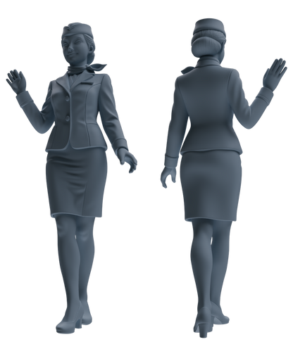 MRY-SFW LYTR860 Flight Attendant Uniform Woman Figure Modern Model 3 pcs Miniature Car Diorama Figures Scene Props Accessories Resin