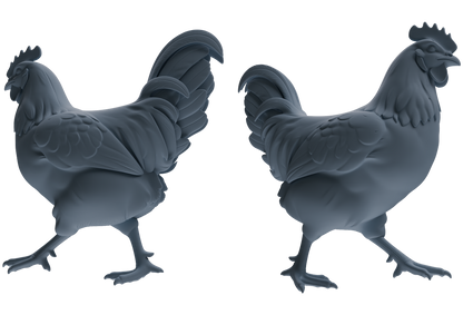 MRY-SFW LYTR841 Rooster Pose Model 3 pcs Miniature Car Diorama Figures Scene Props Accessories Resin