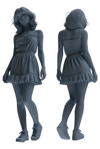 MRY-SFW LYTR852 Casual Girl Figure Modern Model 3 pcs Miniature Car Diorama Figures Scene Props Accessories Resin