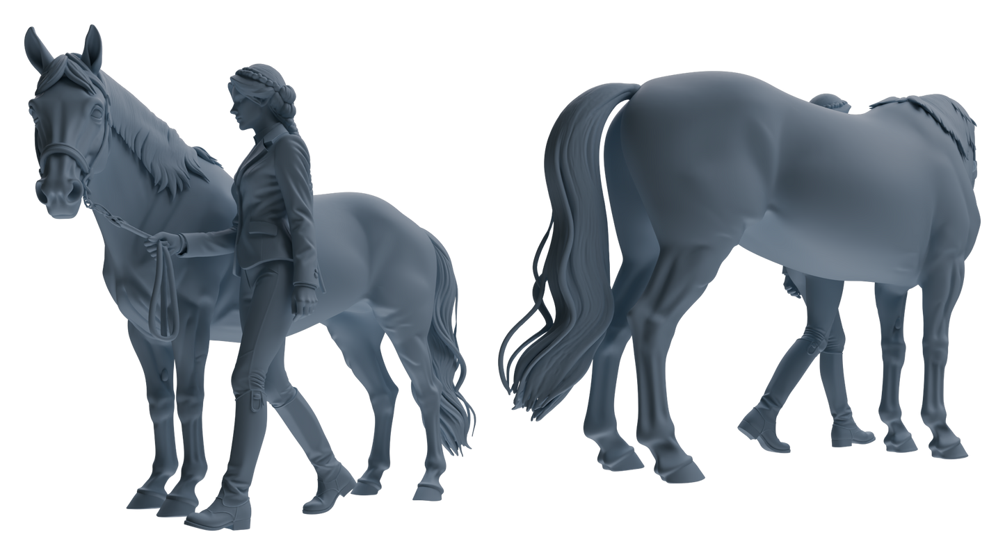 MRY-SFW LYTR905 Horse Trainer with Horse Modern Model 4 pcs