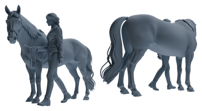 MRY-SFW LYTR905 Horse Trainer with Horse Modern Model 4 pcs