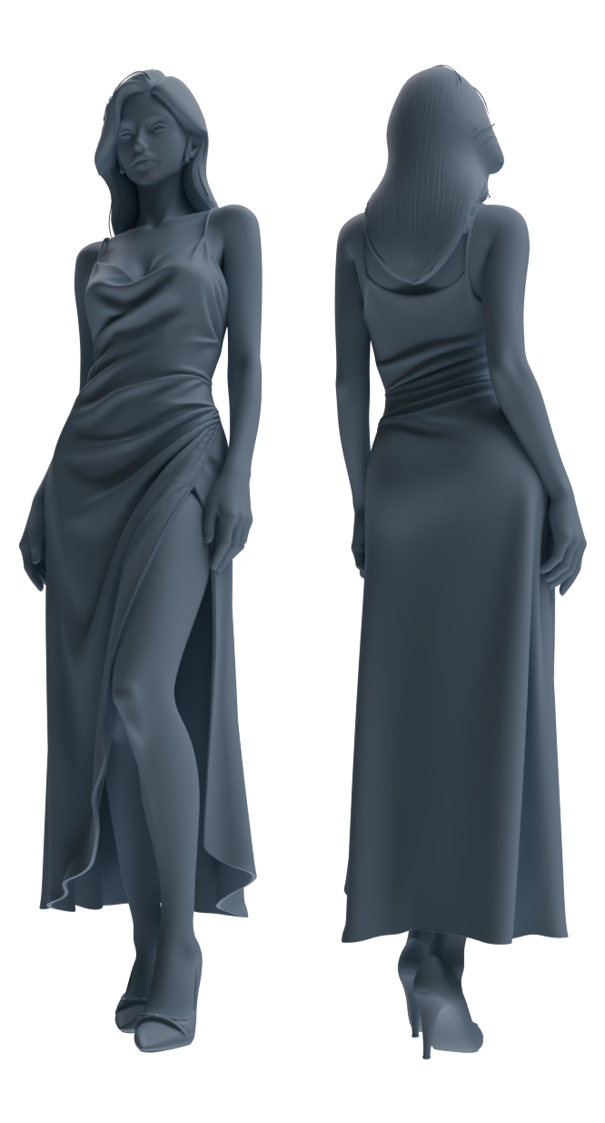 MRY-SFW LYTR895 Satin Dress Woman Figure Modern Model 3 pcs