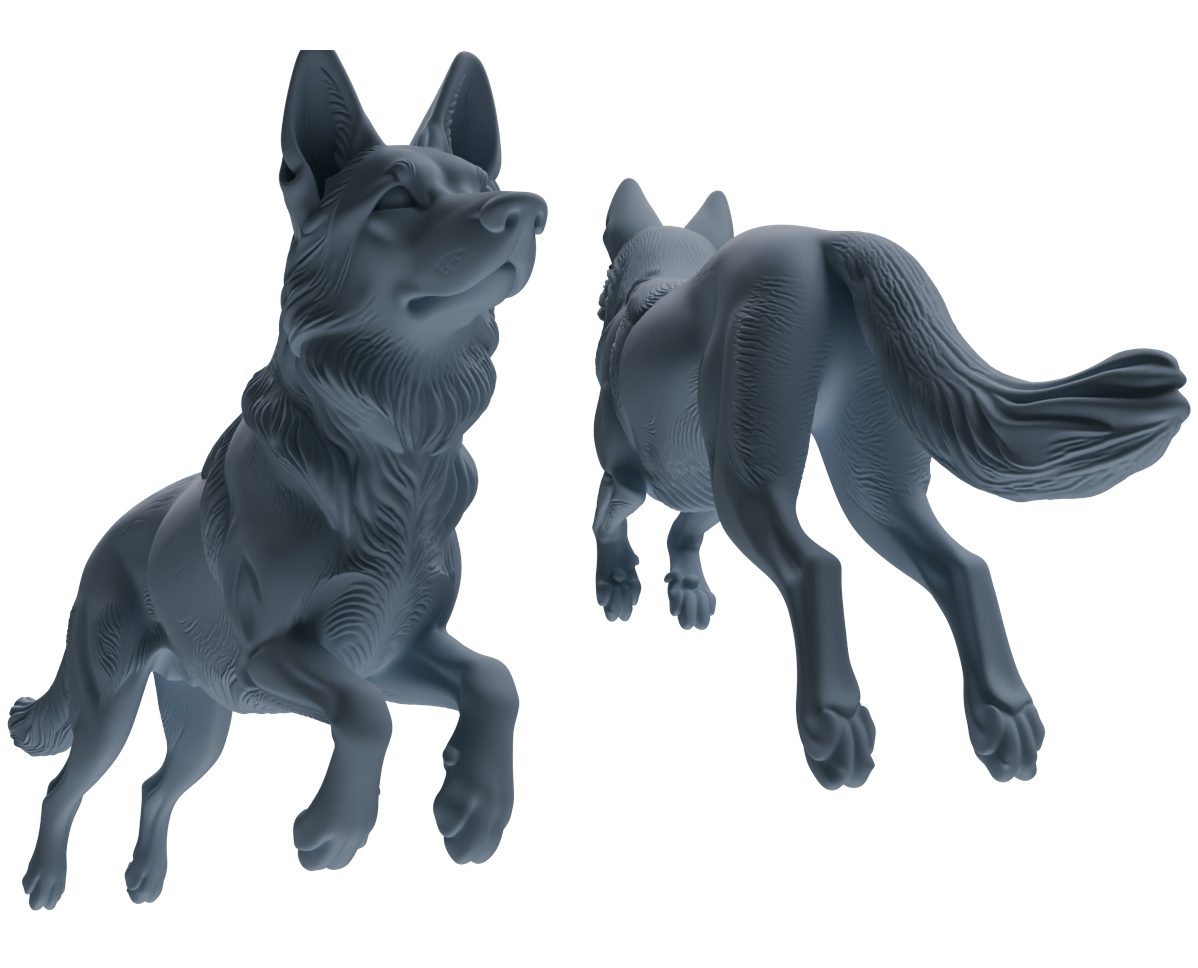 MRY-SFW LYTR839 German Shepherd Pose Model 4 pcs Miniature Car Diorama Figures Scene Props Accessories Resin