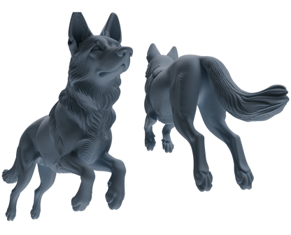 MRY-SFW LYTR839 German Shepherd Pose Model 4 pcs Miniature Car Diorama Figures Scene Props Accessories Resin