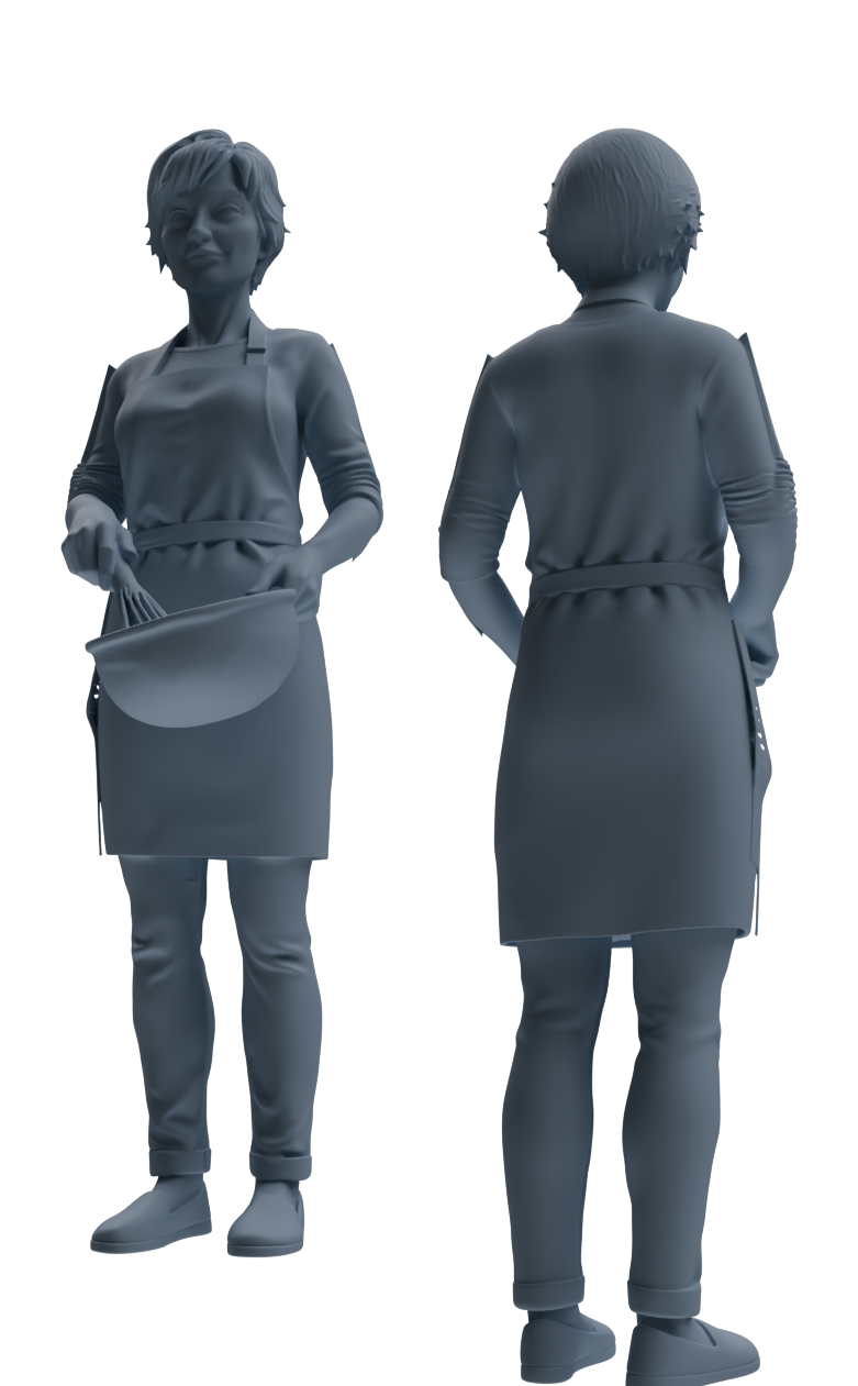 MRY-SFW LYTR923 Cooking Woman Multi-pose Modern Model 3 pcs