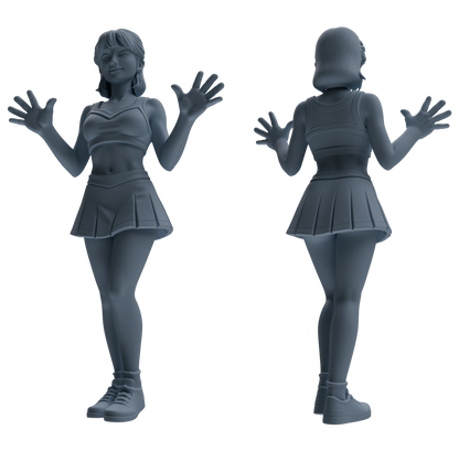 MRY-SFW LYTR864 Cheerleader Girl Figure Modern Model 4 pcs Miniature Car Diorama Figures Scene Props Accessories Resin