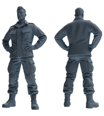MRY-SFW SSTR195 Miniatures Soldier Model Kit Celebrating Soldier Pose Modern Model 4 pcs