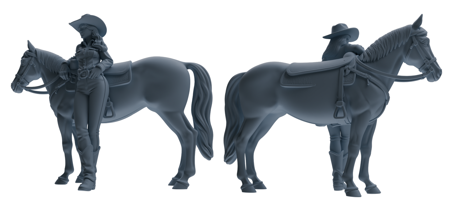 MRY-SFW LYTR911 Cowgirl with Horse Modern Model 4 pcs