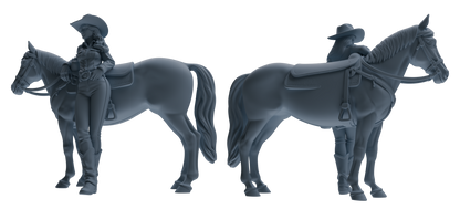 MRY-SFW LYTR911 Cowgirl with Horse Modern Model 4 pcs