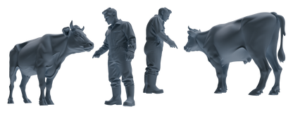MRY-SFW LYTR914 Farm Worker with Cow Modern Model 3 pcs