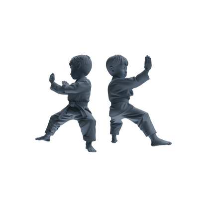MRY-SFW LYTR817 Cartoon Karate Child Figure Modern Model 3 pcs Miniature Car Diorama Figures Scene Props Accessories Resin