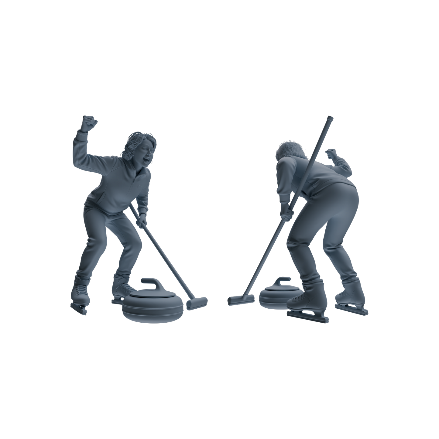 MRY-SFW LYTR793 Curling Figure Modern Model 4 pcs Miniature Car Diorama Figures Scene Props Accessories Resin