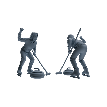 MRY-SFW LYTR793 Curling Figure Modern Model 4 pcs Miniature Car Diorama Figures Scene Props Accessories Resin