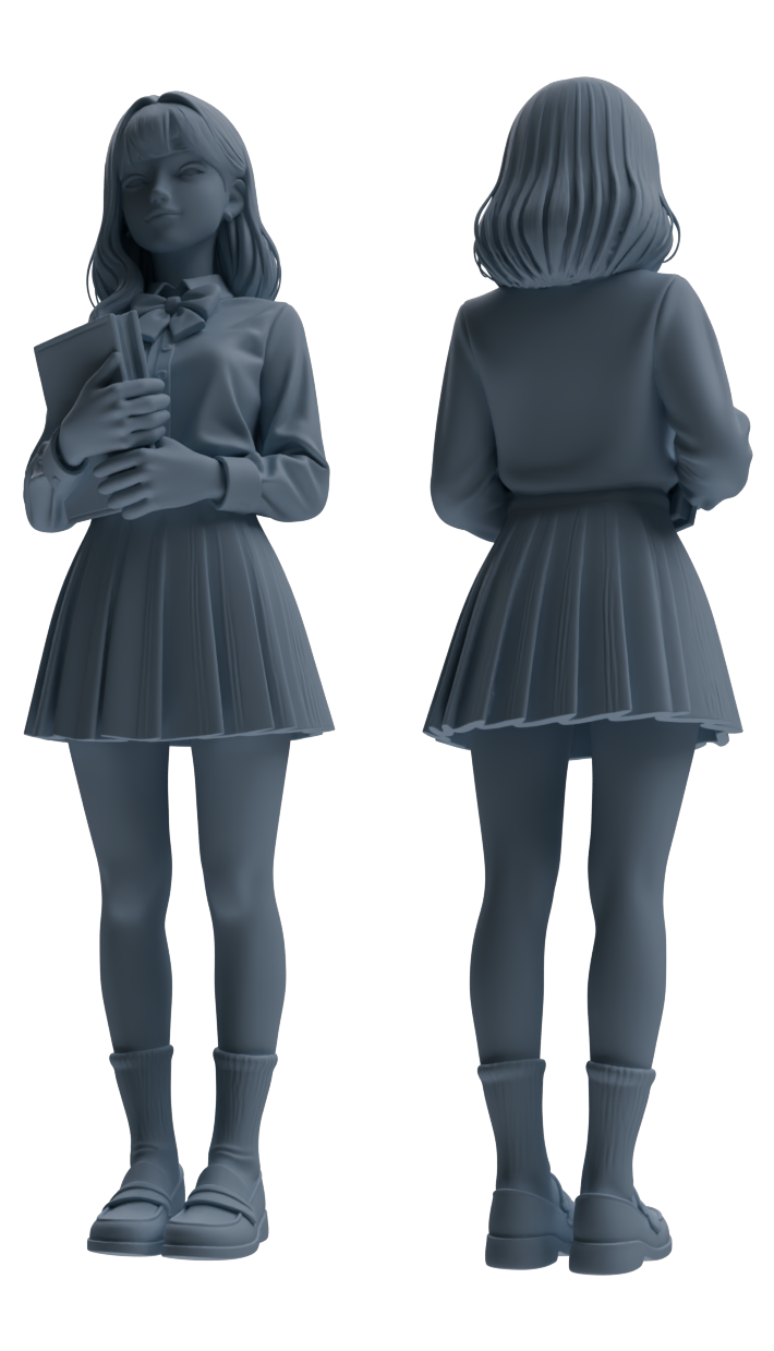 MRY-SFW LYTR849 Long Hair JK Uniform School Girl Figure Modern Model 4 pcs Miniature Car Diorama Figures Scene Props Accessories Resin