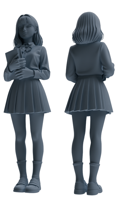 MRY-SFW LYTR849 Long Hair JK Uniform School Girl Figure Modern Model 4 pcs Miniature Car Diorama Figures Scene Props Accessories Resin
