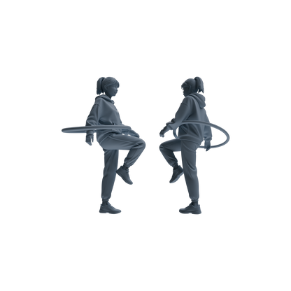 MRY-SFW LYTR792 Female Hula Hoop Figure Modern Model 3 pcs Miniature Car Diorama Figures Scene Props Accessories Resin