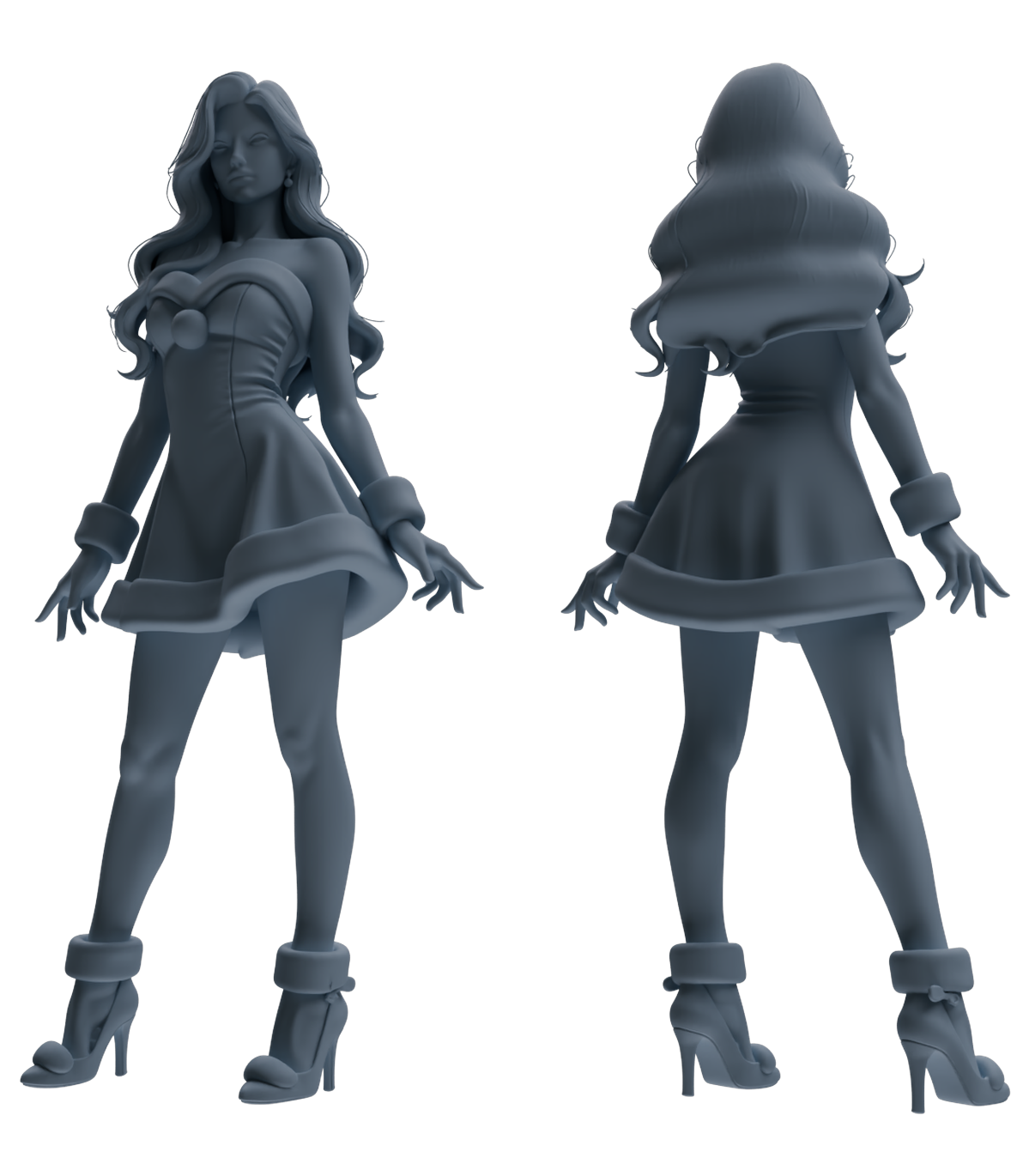 MRY-SFW LYTR881 Christmas Style Girl Figure Modern Model 4 pcs
