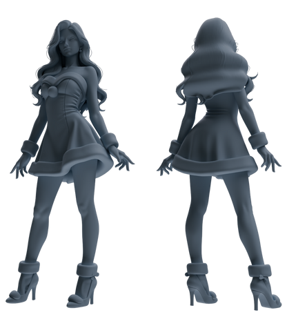 MRY-SFW LYTR881 Christmas Style Girl Figure Modern Model 4 pcs