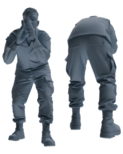 MRY-SFW SSTR184 Miniatures Soldier Model Kit Command Soldier Pose Modern Model 3 pcs