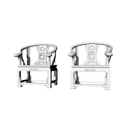 MRY-SFW LYTS527  3D Printed Chinese Armchair & Go Table Furniture Set, Unpainted White Resin, Miniature Dollhouse Diorama Accessories