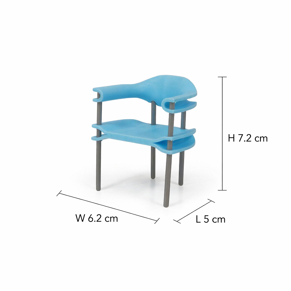 RHF0533B Shimmering waves blue chair Desktop decorations dollhouse furniture mini study room scene furniture pastel-colored furniture wavy furniture miniature original design furniture