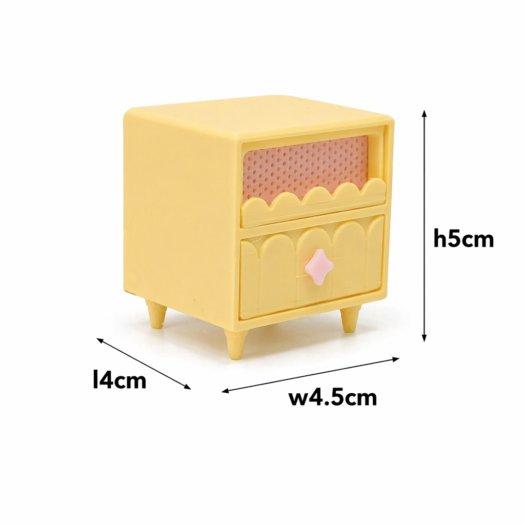 RHF542B  INS Creamy Yellow Wavy Storage Cabinet Set Macaron-colored dollhouse furniture, playful pink and yellow contrasting dollhouse set, creamy mini furniture, dollhouse miniature scene furniture, trendy wavy furniture