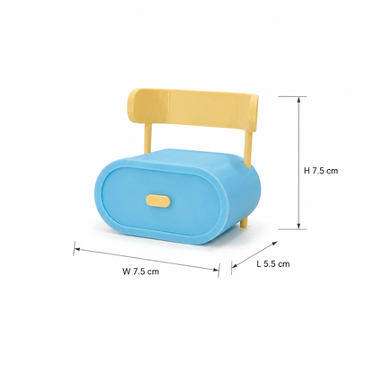 RHF541 Macaron blue and yellow color-blocked curved furniture set Macaron-colored dollhouse furniture, playful blue and yellow contrast dollhouse set, creamy-style mini furniture, dollhouse miniature scene furniture