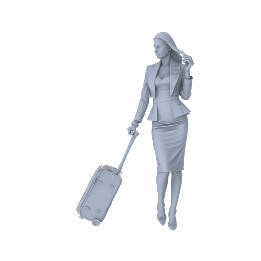 MRY-SFW LYTR555 Modern Flight Attendants Pose Group of 6 Miniature Car Diorama Figures Scene Props Accessories Resin